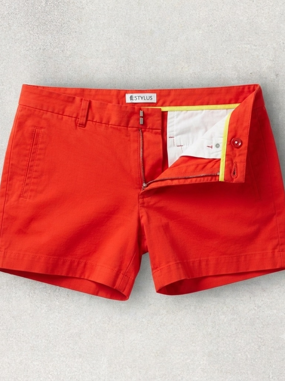STYLUS Women's Vibrant Orange High-Rise Cotton Shorts